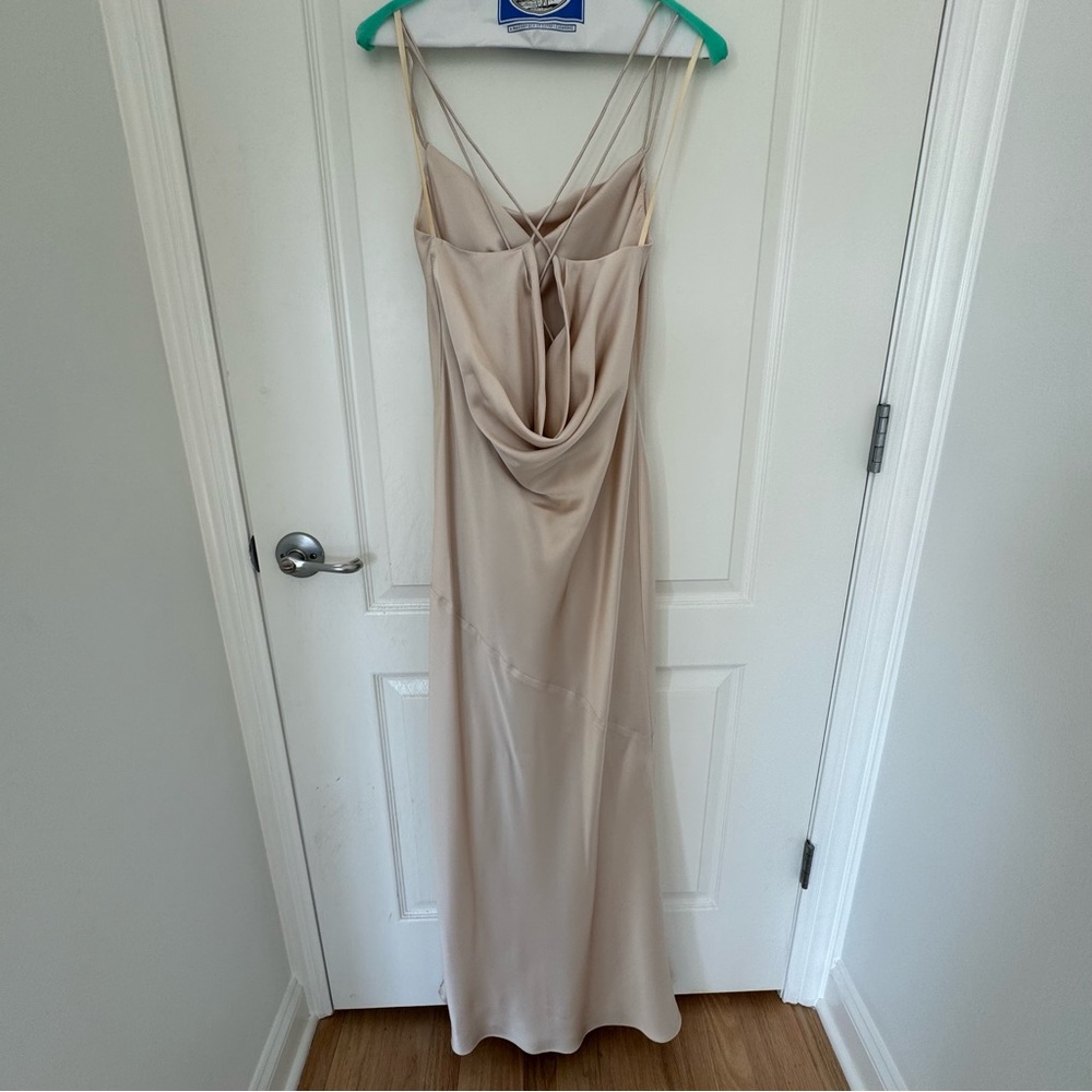 Fame and Partners Floor Length Gown Elyssa Matte Champagne Bridesmaid Dress - Picture 8 of 13